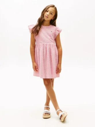 Robe à volants en seersucker rayé pour enfant
