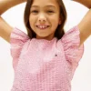 Robe à volants en seersucker rayé pour enfant
