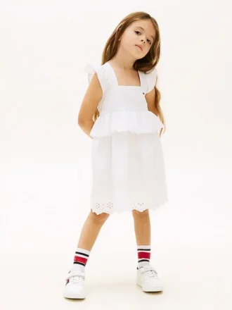 Robe à volants et œillets brodés pour enfants