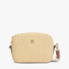 Sac à bandoulière en raphia avec logo monogramme