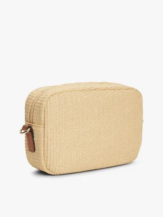 Sac à bandoulière en raphia avec logo monogramme