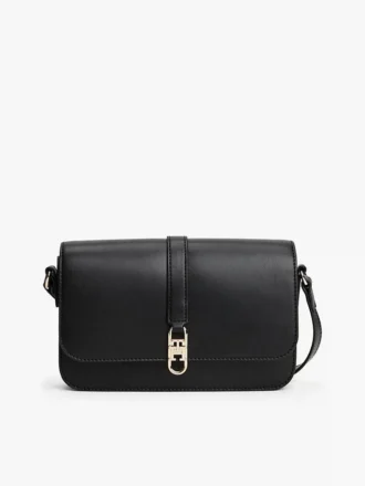 Sac à bandoulière à rabat et monogramme brillant