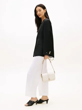 Sac à bandoulière à rabat et monogramme brillant