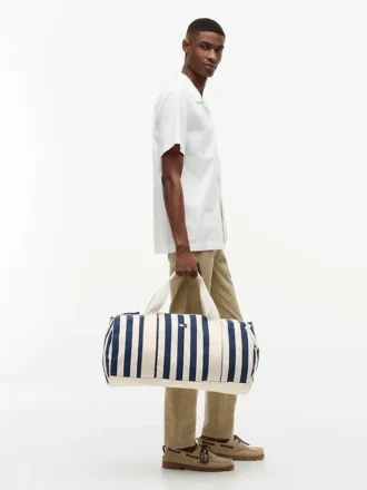 Sac de voyage en toile à rayures marines