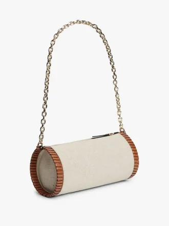 Sac en lin à bandoulière en chaîne et monogramme Script