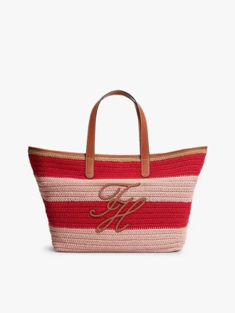 Sac fourre-tout en crochet à rayures marines