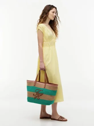 Sac fourre-tout en crochet à rayures marines