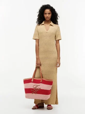 Sac fourre-tout en crochet à rayures marines