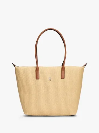 Sac fourre-tout en raphia avec logo monogramme