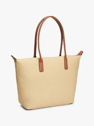 Sac fourre-tout en raphia avec logo monogramme