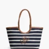 Sac fourre-tout à rayures bretonnes et monogramme en lettres cursives Sac fourre-tout à rayures bretonnes et monogramme en lettres cursives