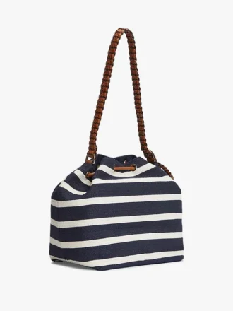 Sac seau à rayures bretonnes et monogramme script
