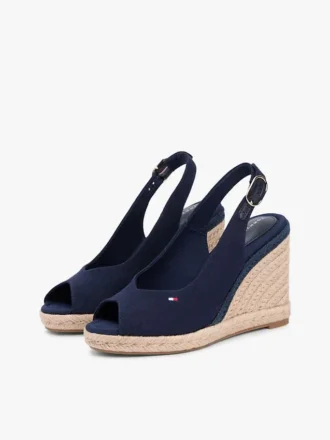 Sandales espadrilles à talon compensé et bride arrière