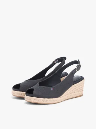 Sandales espadrilles à talon compensé et bride arrière