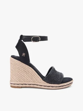 Sandales espadrilles à talons compensés en raphia