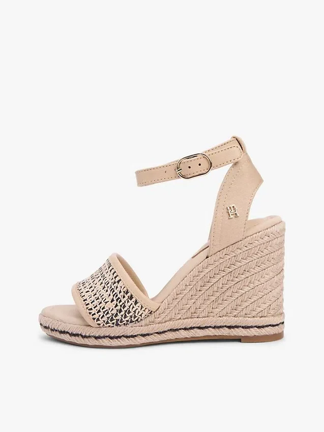 Sandales espadrilles à talons compensés en raphia Sandales espadrilles à talons compensés en raphia