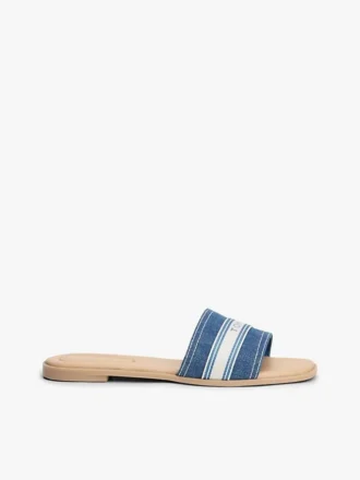 Sandales à lanières en denim avec logo