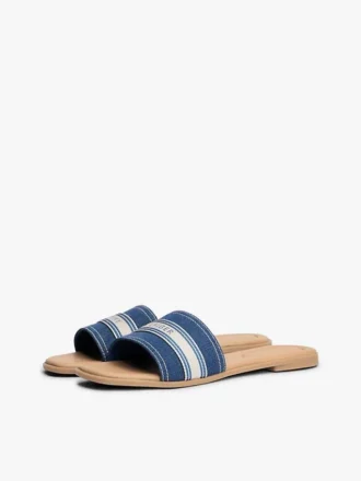 Sandales à lanières en denim avec logo