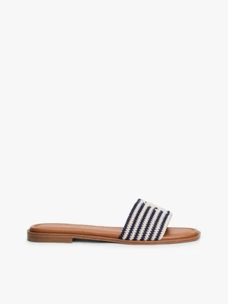 Sandales à lanières tissées avec monogramme en lettres cursives