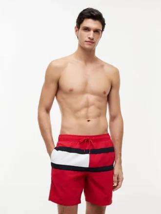 Short de bain 7&Prime; avec logo drapeau