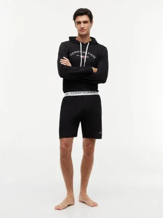 Short de nuit en piqué avec logo Hilfiger