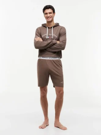 Short de nuit en piqué avec logo Hilfiger