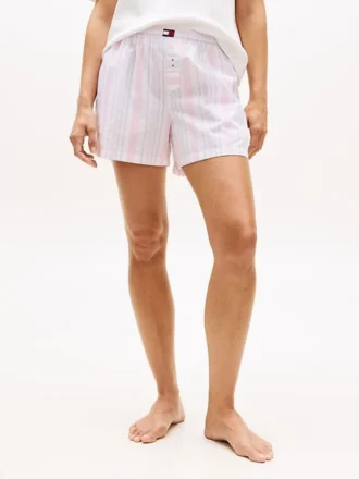 Short de nuit en popeline rayée
