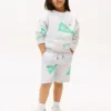 Short en molleton pour enfant avec logo mélangé sur toute la surface Short en molleton pour enfant avec logo mélangé sur toute la surface