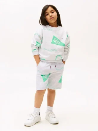 Short en molleton pour enfant avec logo mélangé sur toute la surface