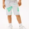 Short en molleton pour enfant avec logo mélangé sur toute la surface Short en molleton pour enfant avec logo mélangé sur toute la surface