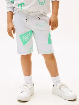 Short en molleton pour enfant avec logo mélangé sur toute la surface