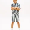 Shorts ample à rayures en mélange de lin pour enfant