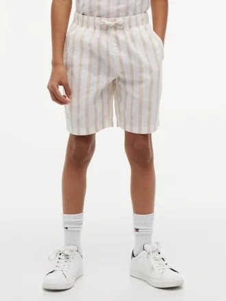 Shorts ample à rayures en mélange de lin pour enfant Shorts ample à rayures en mélange de lin pour enfant