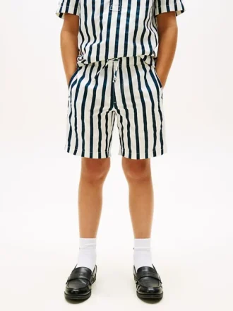 Shorts ample à rayures en mélange de lin pour enfant Shorts ample à rayures en mélange de lin pour enfant