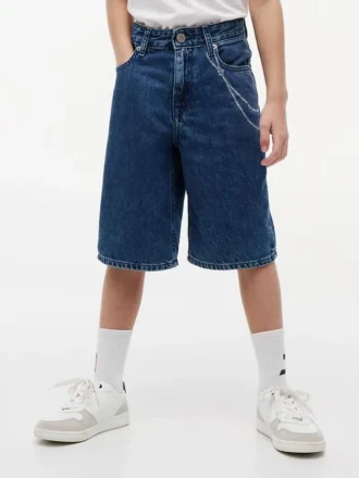 Shorts baggy en denim imprimé graffiti pour enfant