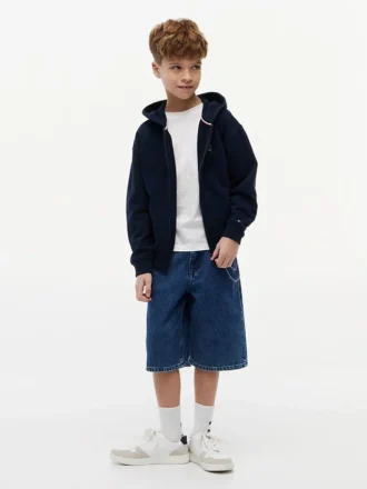 Shorts baggy en denim imprimé graffiti pour enfant