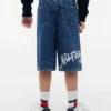Shorts baggy en denim imprimé graffiti pour enfant