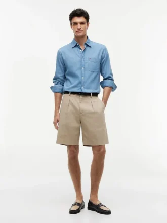 Shorts décontractés en mélange coton-lin