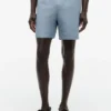 Shorts en coton et lin, coupe classique, 18 cm