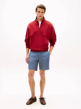Shorts en coton et lin, coupe classique, 18 cm