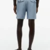 Shorts en coton et lin, coupe classique, 18 cm