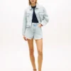 Shorts en denim large à taille haute et effet vieilli