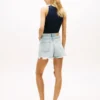 Shorts en denim large à taille haute et effet vieilli