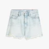 Shorts en denim large à taille haute et effet vieilli