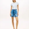 Shorts en denim taille haute avec ceinture