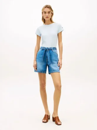 Shorts en denim taille haute avec ceinture