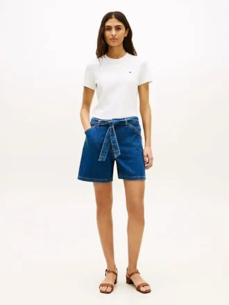 Shorts en denim taille haute avec ceinture Shorts en denim taille haute avec ceinture