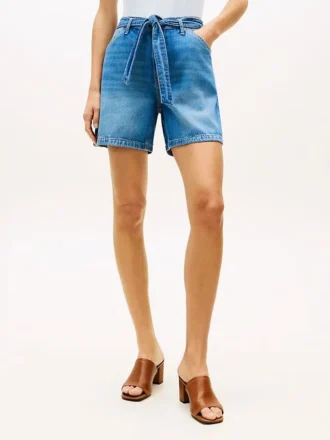 Shorts en denim taille haute avec ceinture