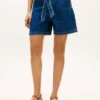 Shorts en denim taille haute avec ceinture