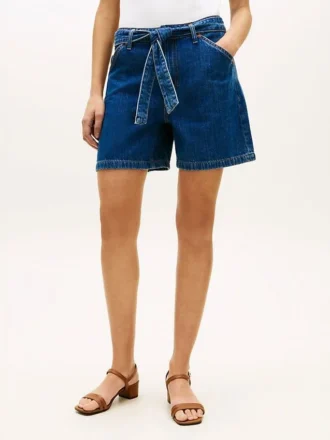 Shorts en denim taille haute avec ceinture Shorts en denim taille haute avec ceinture